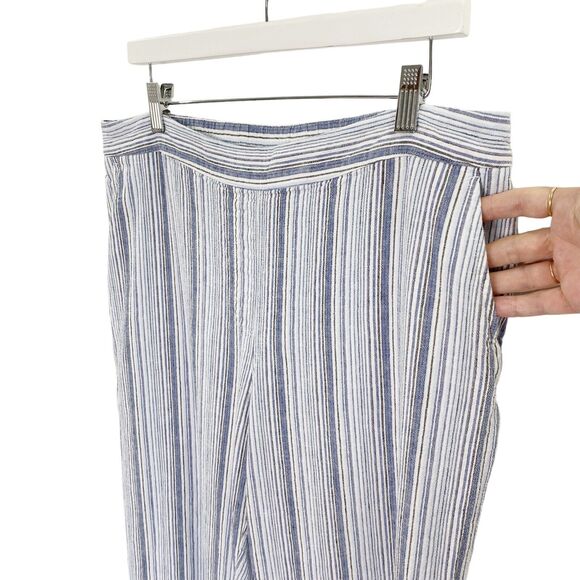 Chico's Pants Womens Size 2.5 (L 14) Linen Blend Striped Blue/White 24" Inseam - Picture 3 of 11